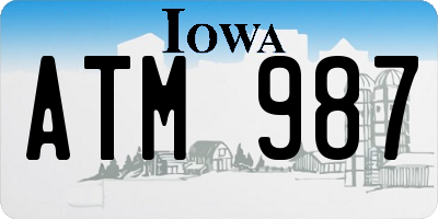 IA license plate ATM987