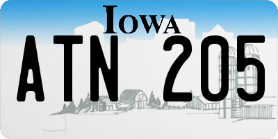 IA license plate ATN205