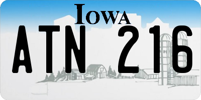 IA license plate ATN216