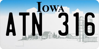 IA license plate ATN316