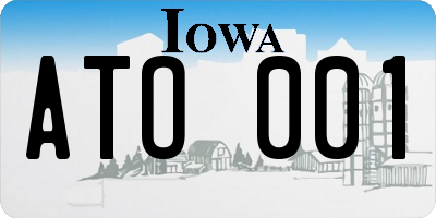 IA license plate ATO001
