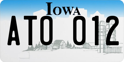 IA license plate ATO012