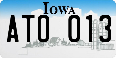 IA license plate ATO013