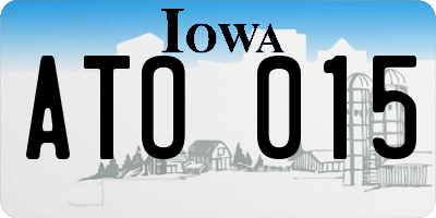 IA license plate ATO015