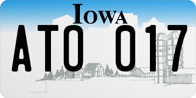 IA license plate ATO017