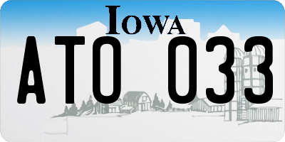 IA license plate ATO033