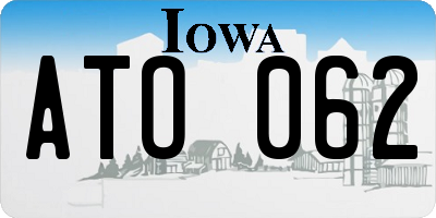 IA license plate ATO062