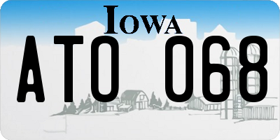 IA license plate ATO068