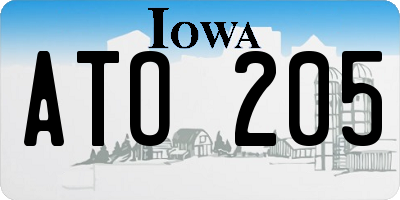 IA license plate ATO205
