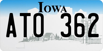 IA license plate ATO362