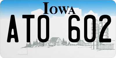 IA license plate ATO602