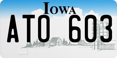 IA license plate ATO603