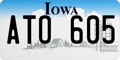 IA license plate ATO605