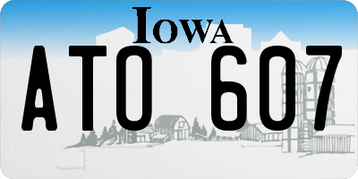IA license plate ATO607