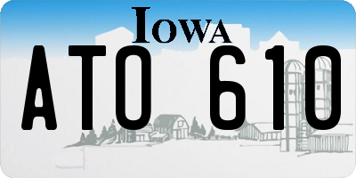 IA license plate ATO610