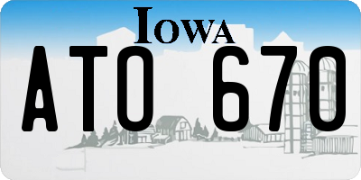 IA license plate ATO670