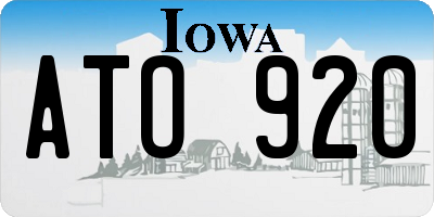 IA license plate ATO920