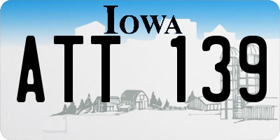 IA license plate ATT139