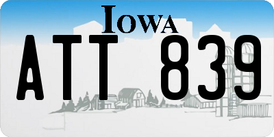 IA license plate ATT839