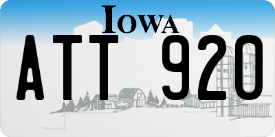 IA license plate ATT920