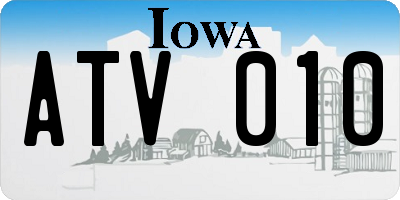 IA license plate ATV010