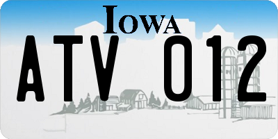 IA license plate ATV012