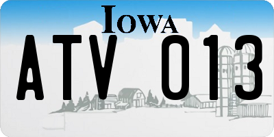 IA license plate ATV013