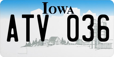 IA license plate ATV036
