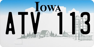 IA license plate ATV113