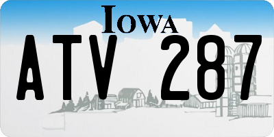 IA license plate ATV287