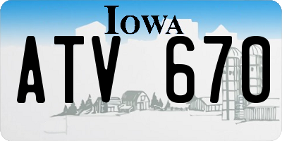 IA license plate ATV670