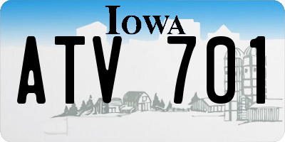 IA license plate ATV701
