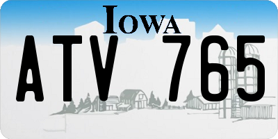 IA license plate ATV765