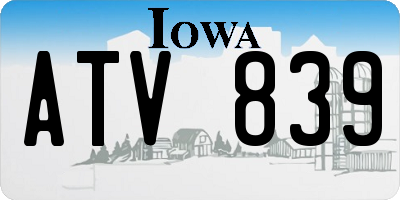 IA license plate ATV839