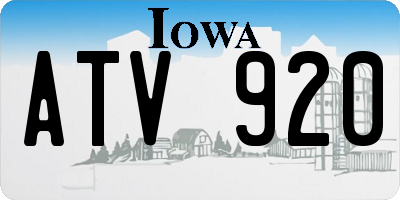 IA license plate ATV920