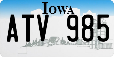 IA license plate ATV985