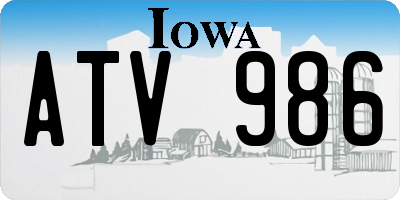 IA license plate ATV986
