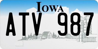 IA license plate ATV987