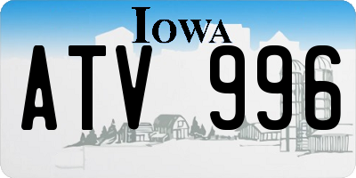 IA license plate ATV996