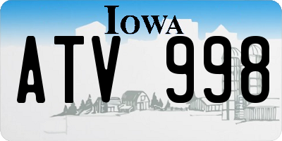 IA license plate ATV998