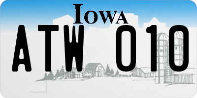 IA license plate ATW010