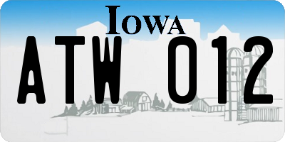 IA license plate ATW012