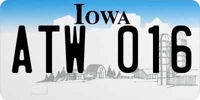 IA license plate ATW016