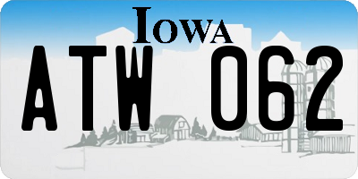IA license plate ATW062