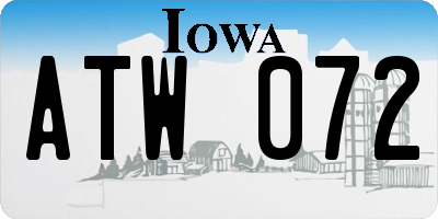 IA license plate ATW072