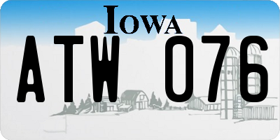 IA license plate ATW076