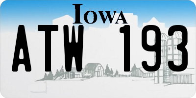 IA license plate ATW193