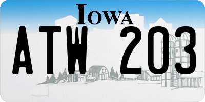 IA license plate ATW203