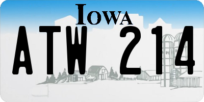 IA license plate ATW214