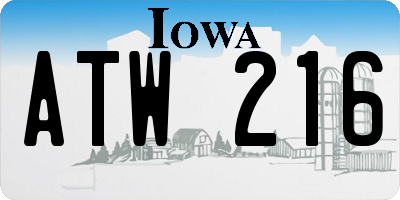 IA license plate ATW216